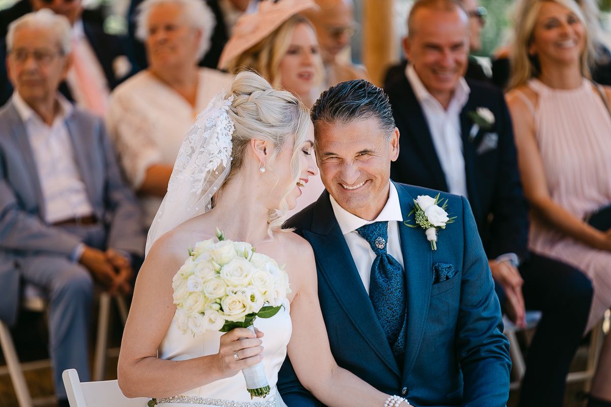 Bride and groom at Manoir de Lébioles ceremony