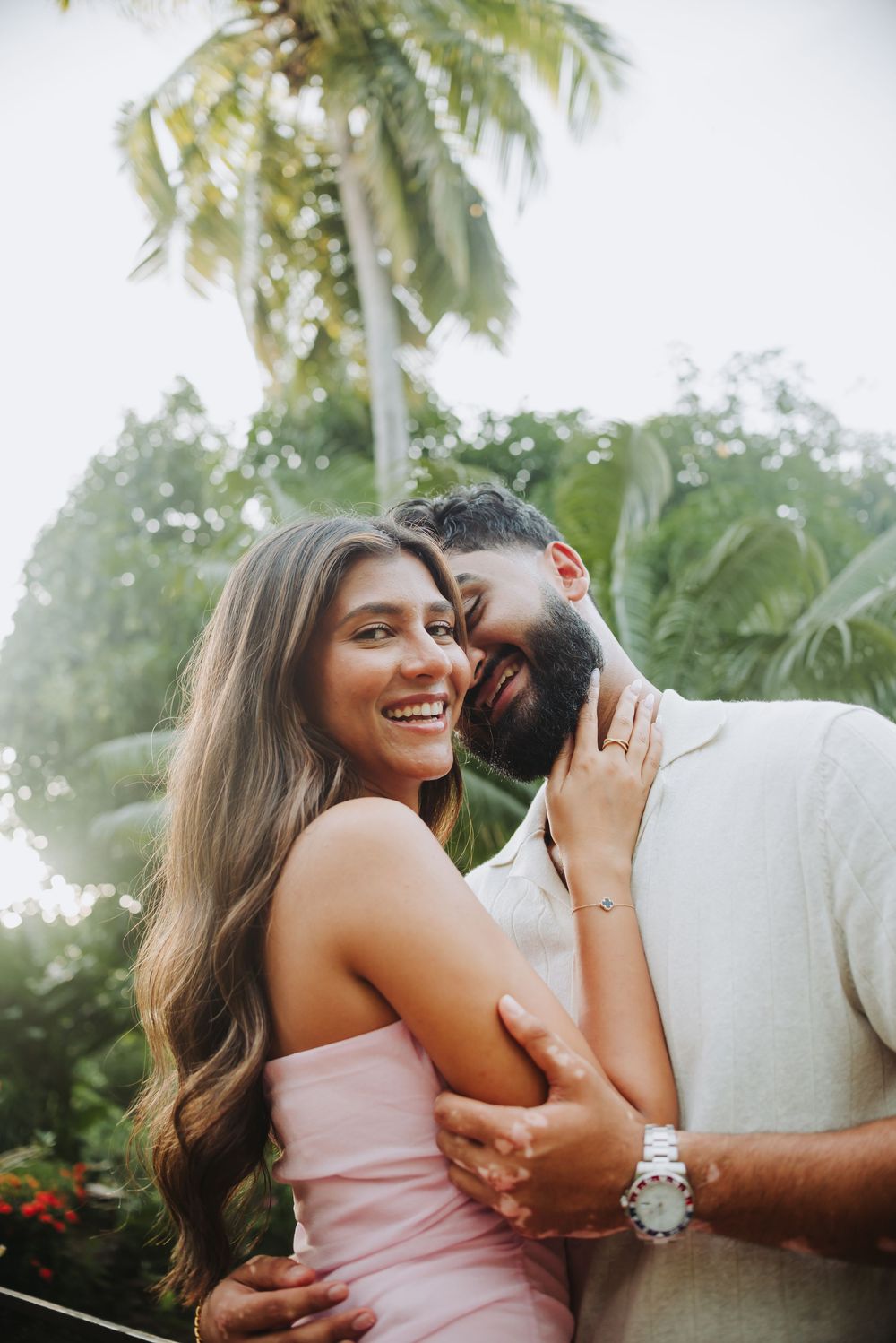 St Lucian photographer captures surprise proposal and engagement photoshoot at Caille Blanc in Soufriere St Lucia in front of the Pitons