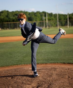 Baseball pitcher shown in three stages of pitching motion on dirt mound during windup and delivery.