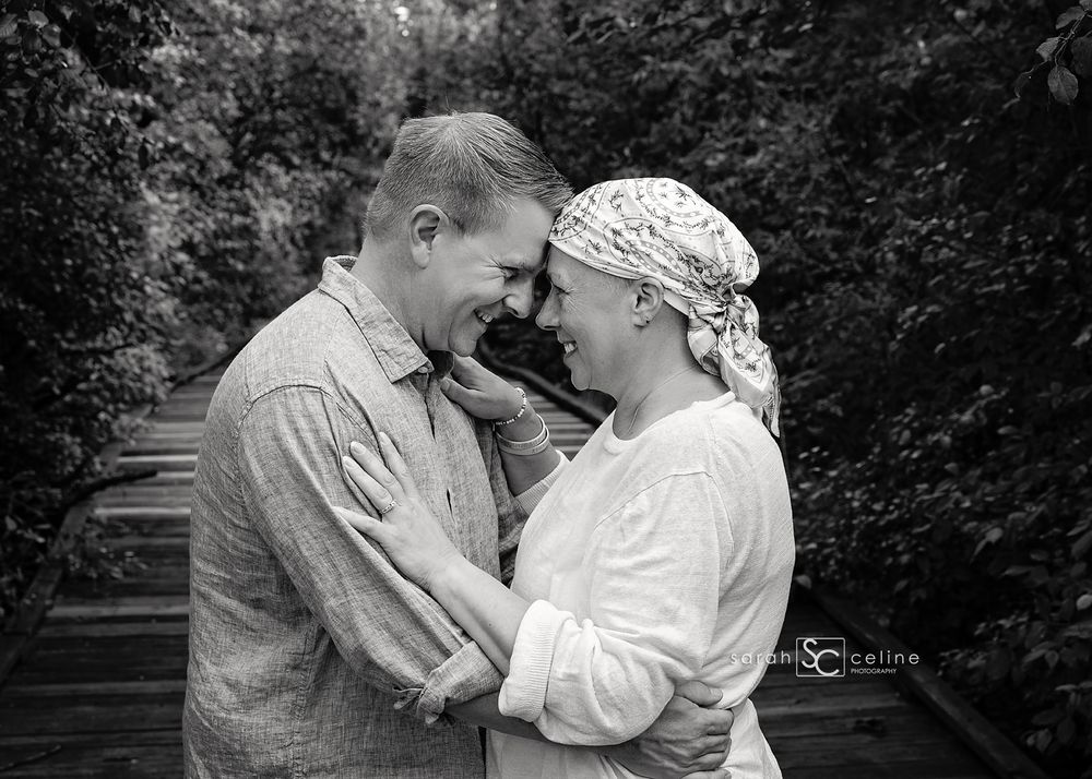 A romantic black and white photo sequence showing a couple in an intimate embrace outdoors in a garden setting.