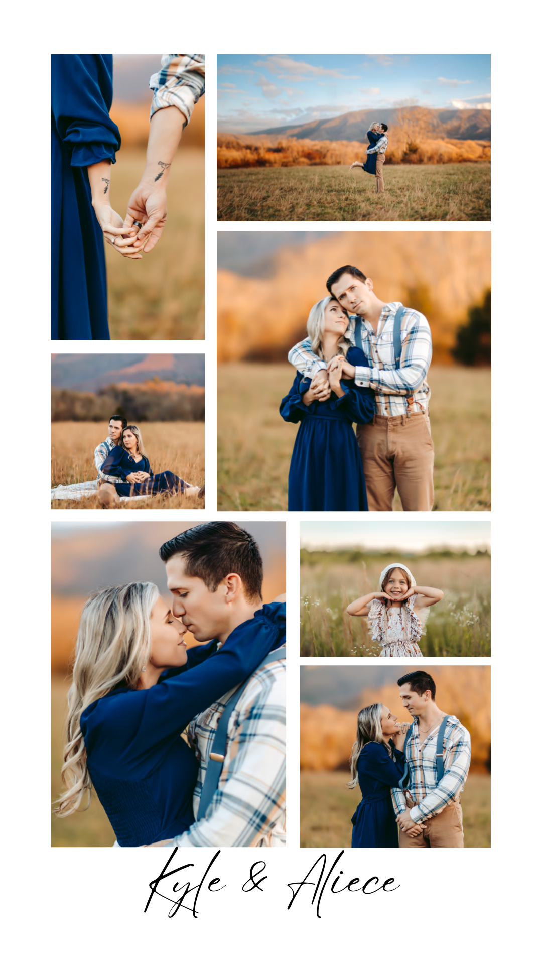 Couple posing and enjoying a romantic photography session in the Smoky Mountains