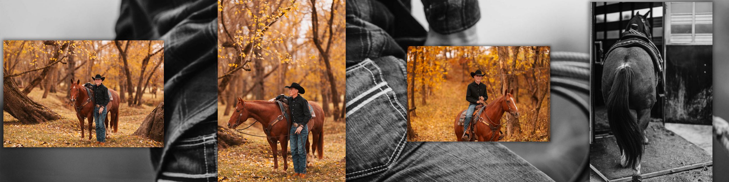 A collection of black and white and sepia toned photographs arranged in a horizontal filmstrip layout.