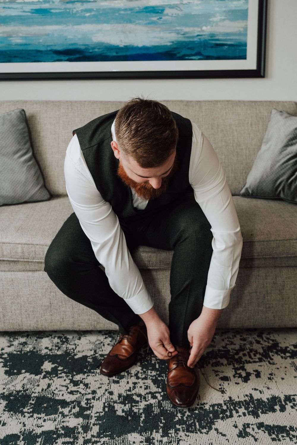 Yorktowne Hotel wedding in York, PA– groom getting ready shots – elegant winter wedding