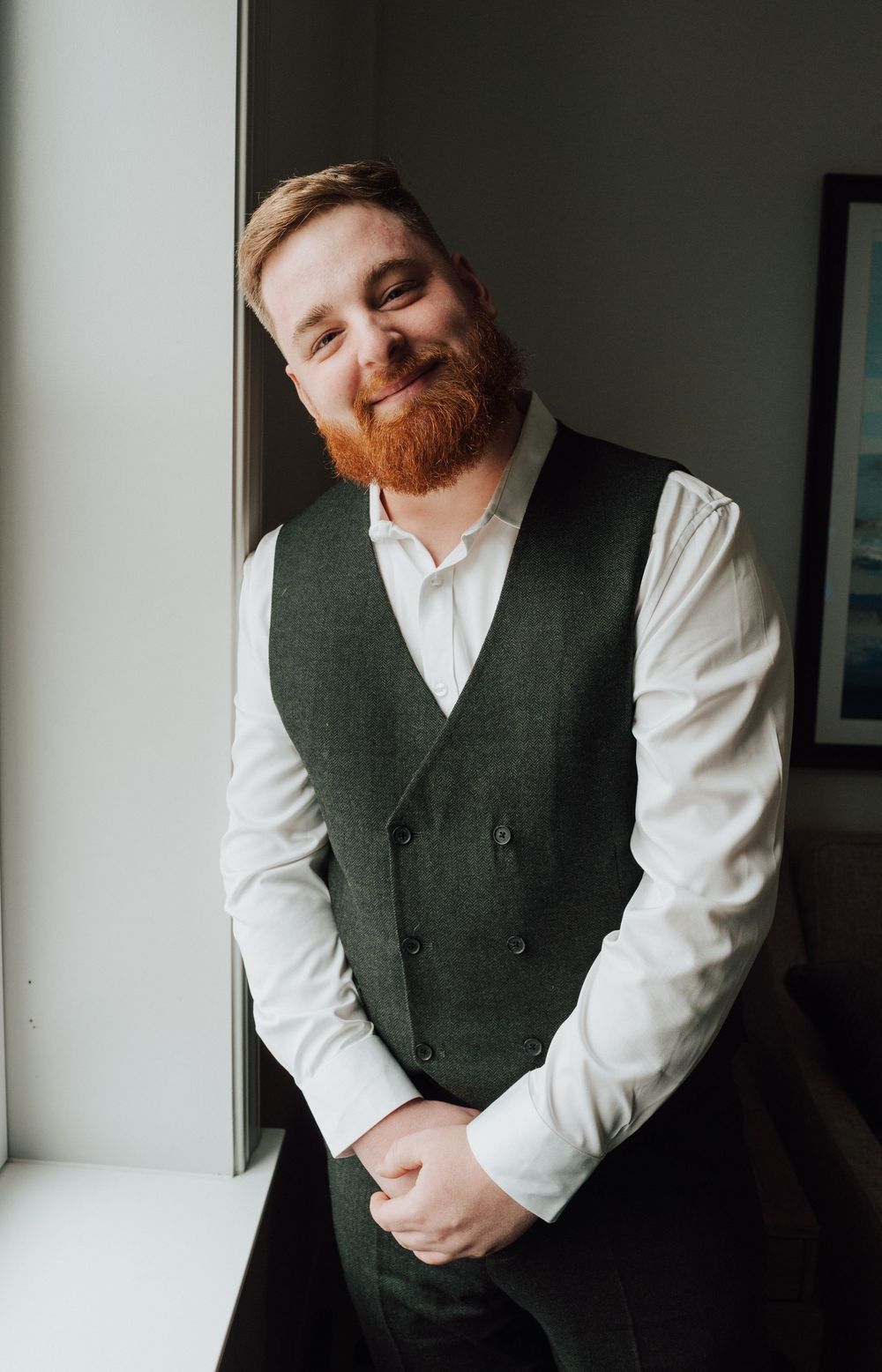 Yorktowne Hotel wedding in York, PA– Groom portraits– elegant winter wedding