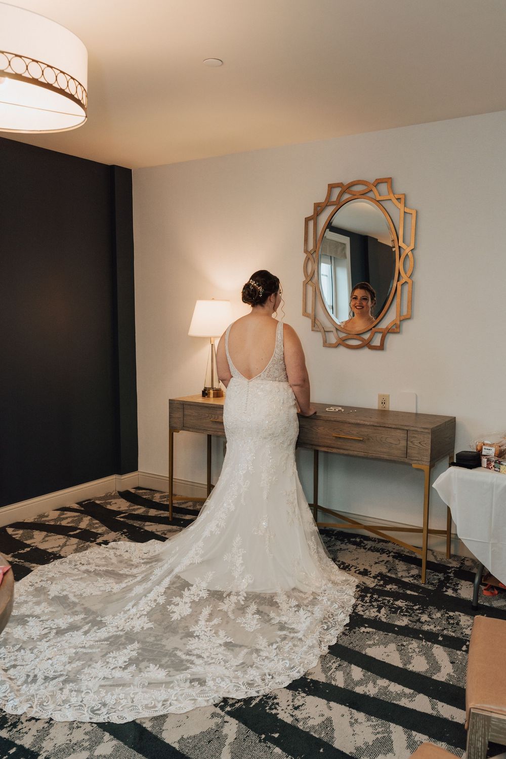 Yorktowne Hotel wedding in York, PA– Bride and bridal dress portraits– elegant winter wedding