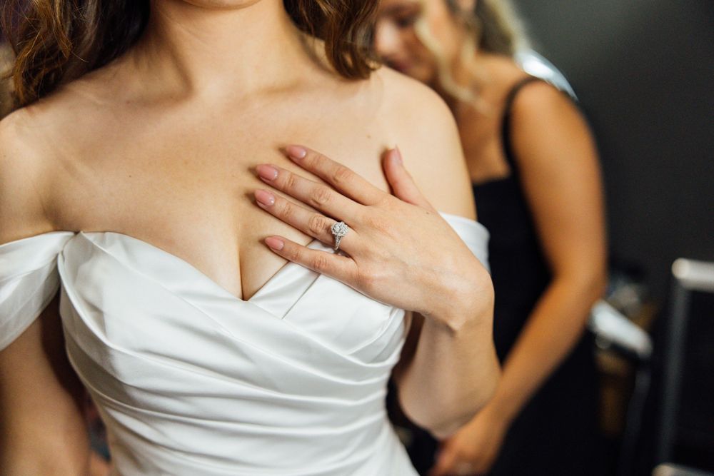 detailed photo of bride getting ready
