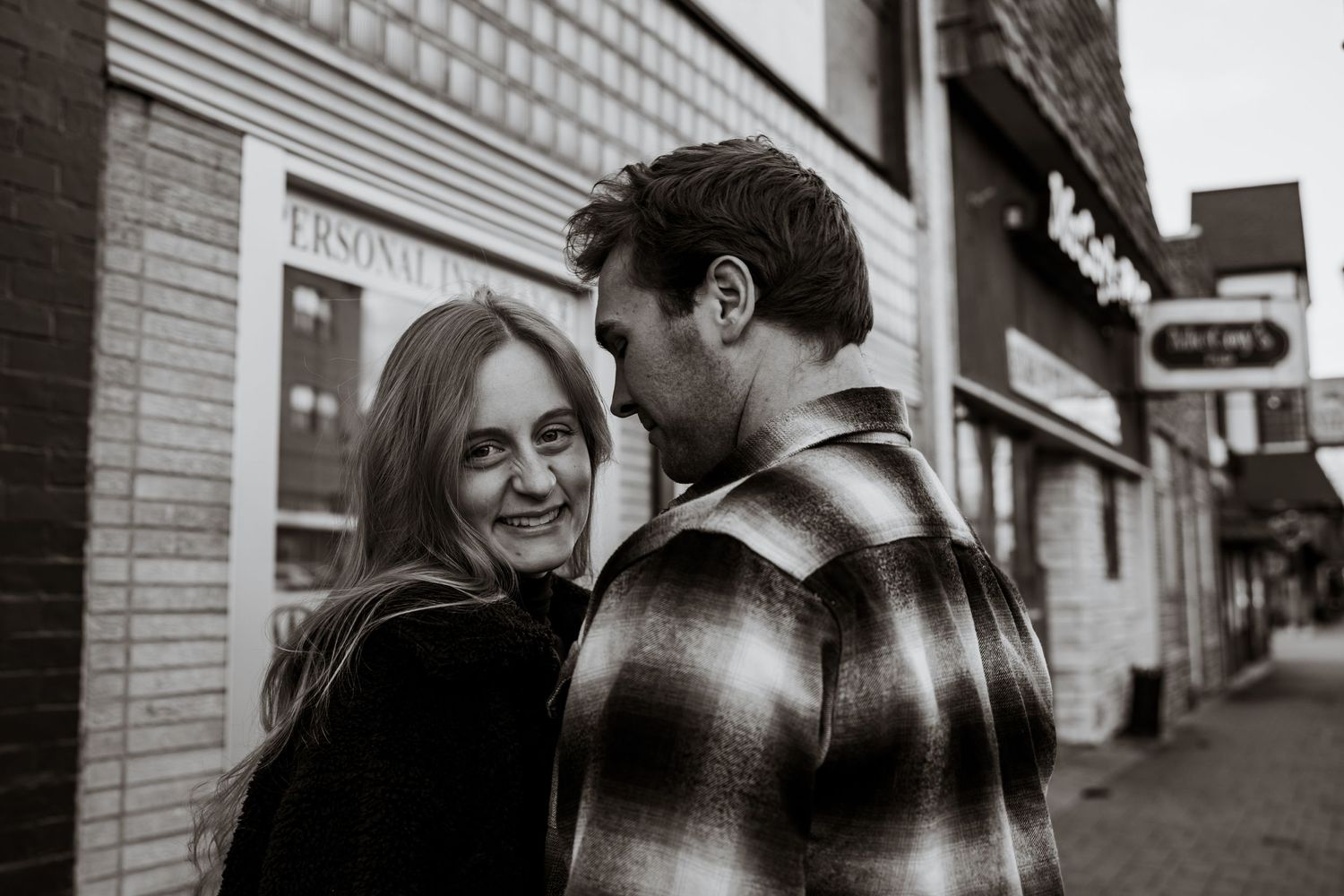 Engagement Couple Black and White