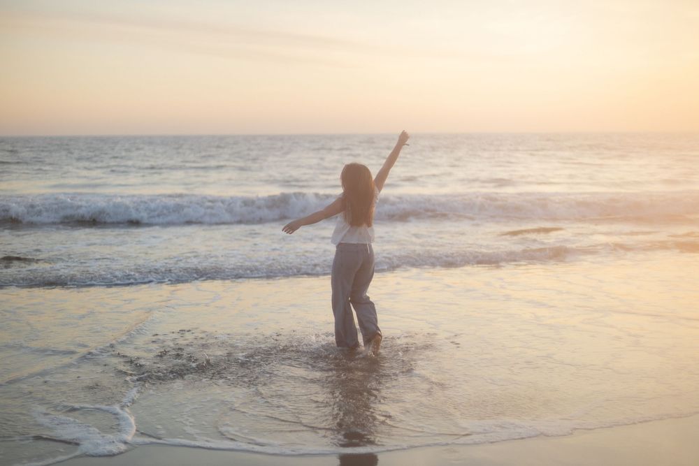Pretty girl model at the beach