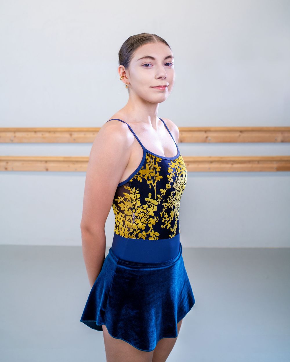 Ballet dancer in Vienna Midnight Flower leotard by Londonne, photo by Brian Balloon