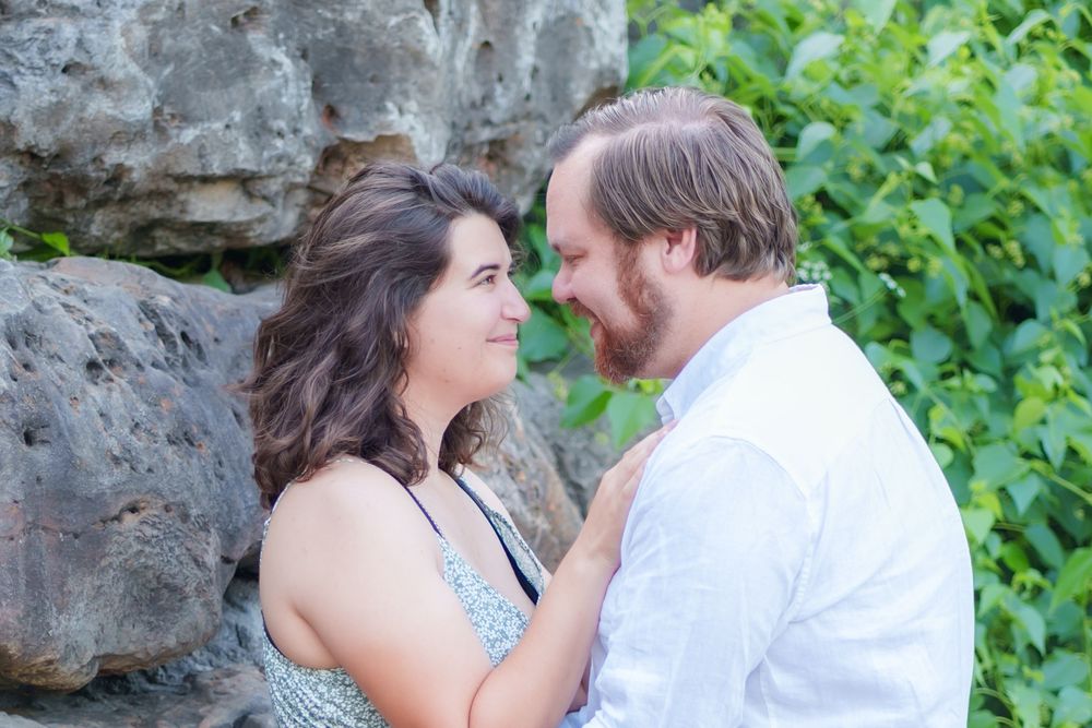 engagement photos couple bride to be Fort Worth Tx Airfield Falls Trailhead photography wedding day poses ring proposed romantic candid