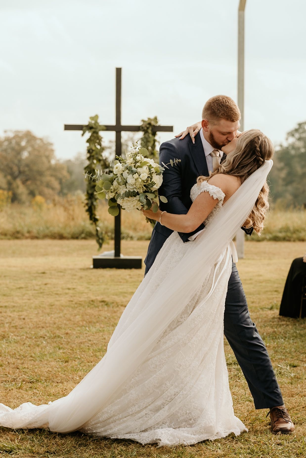 Photograph of wedding ceremony at Wild Daisy Farm in Molena, Georgia.