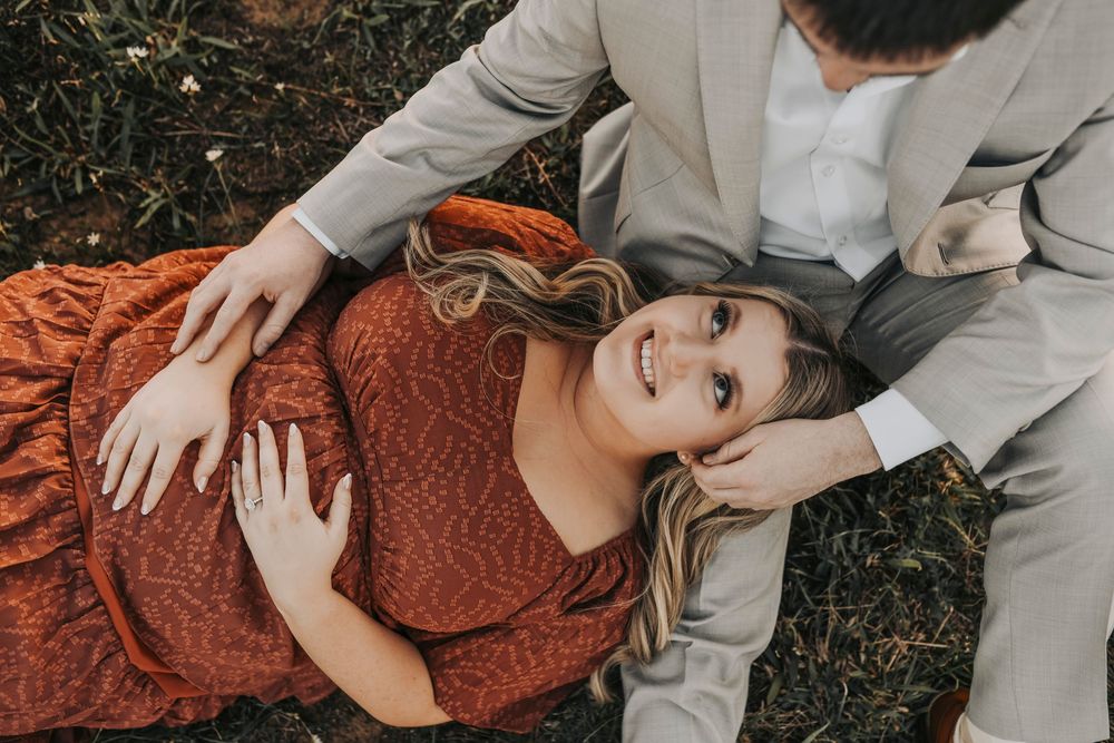Flower Mound engagement photos scenic field Murrell Park.