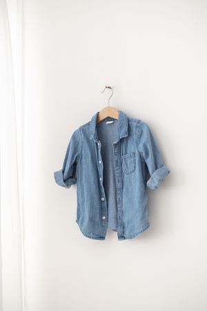 first birthday photoshoot denim shirt outfit Nottingham minimal baby clothing