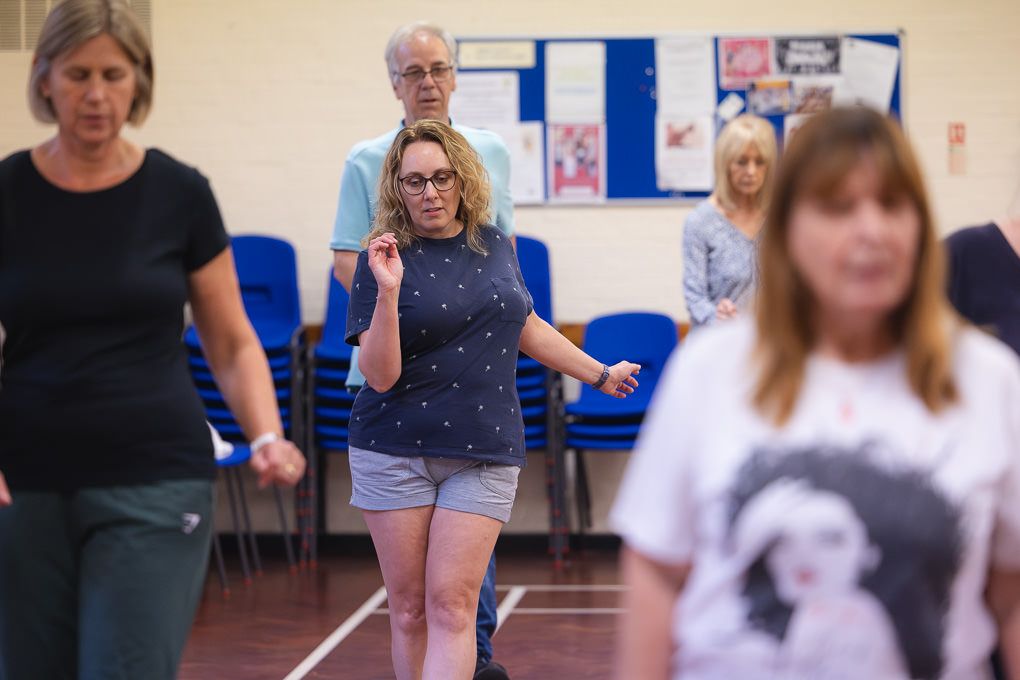 People participate in a dance class in a Letchworth studio.