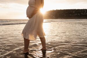 Maternity sunrise session on at Sumner Beach, Christchurch