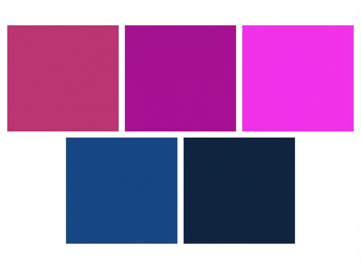 A color palette showing various shades of pink and blue arranged in a horizontal row.