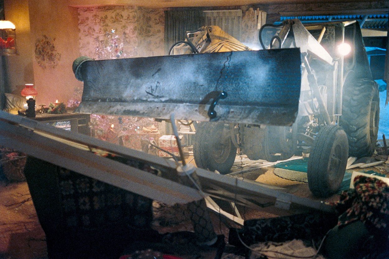Kentucky Harvester crashing into the Futterman house