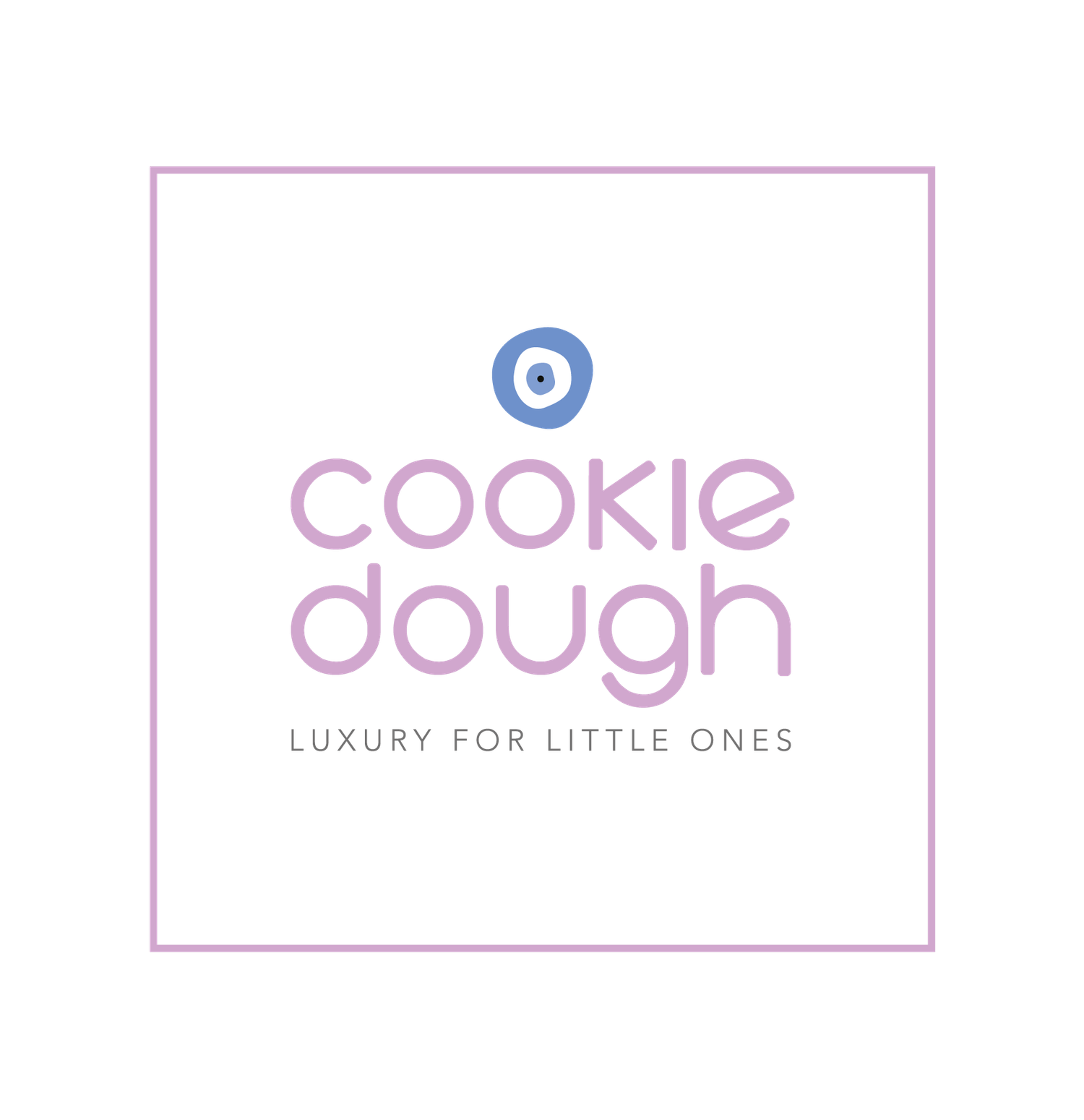 Luxury baby brand logo design in soft purple with tagline 'LUXURY FOR LITTLE ONES' and minimalist text layout.