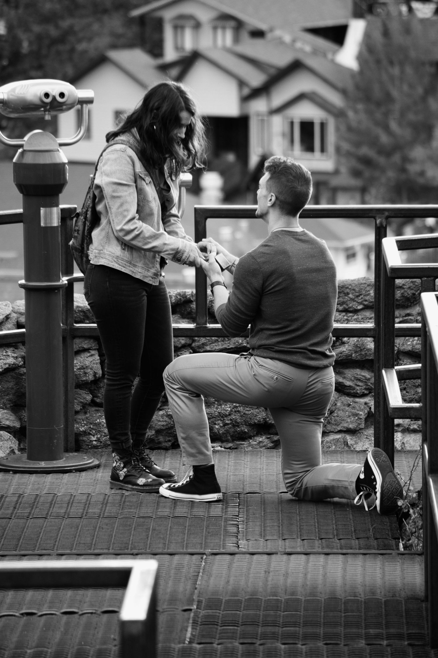 He asked, will you marry me, on one knee in Estes Park. Pixcapades | The Rocky Mountain Proposal Photographer