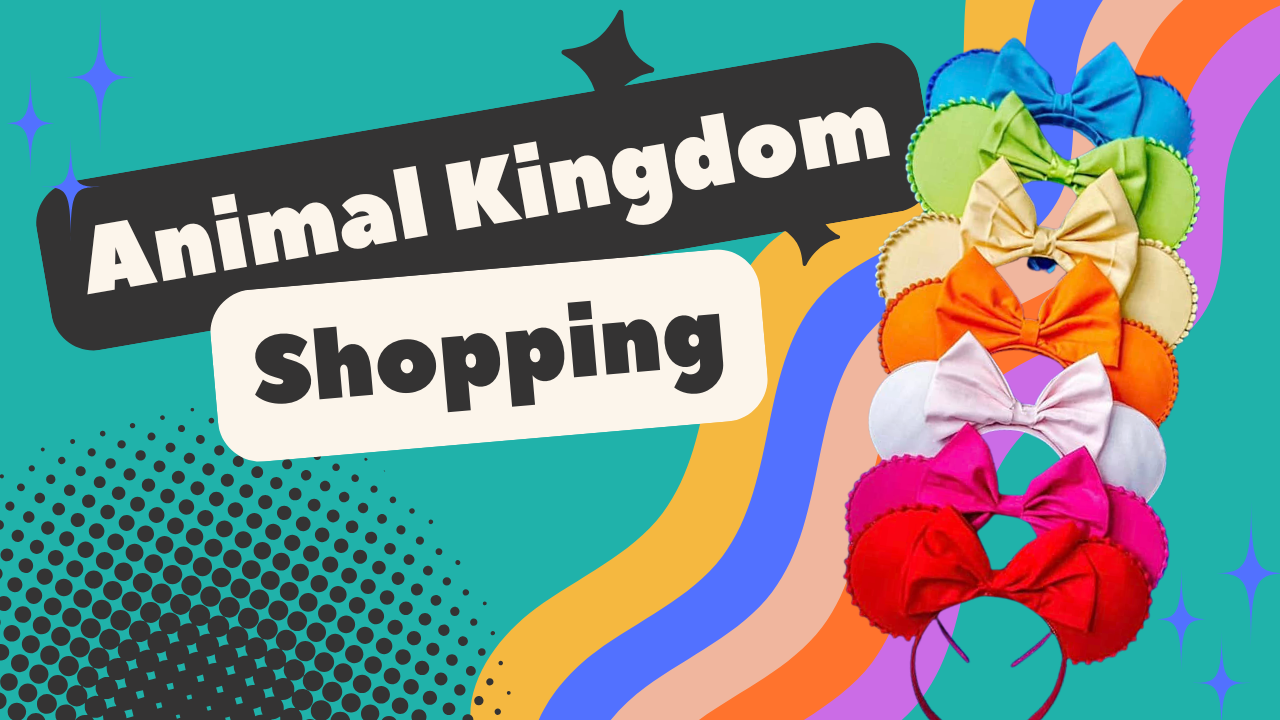Decorative banner featuring colorful Disney-themed ear headbands against blue background.