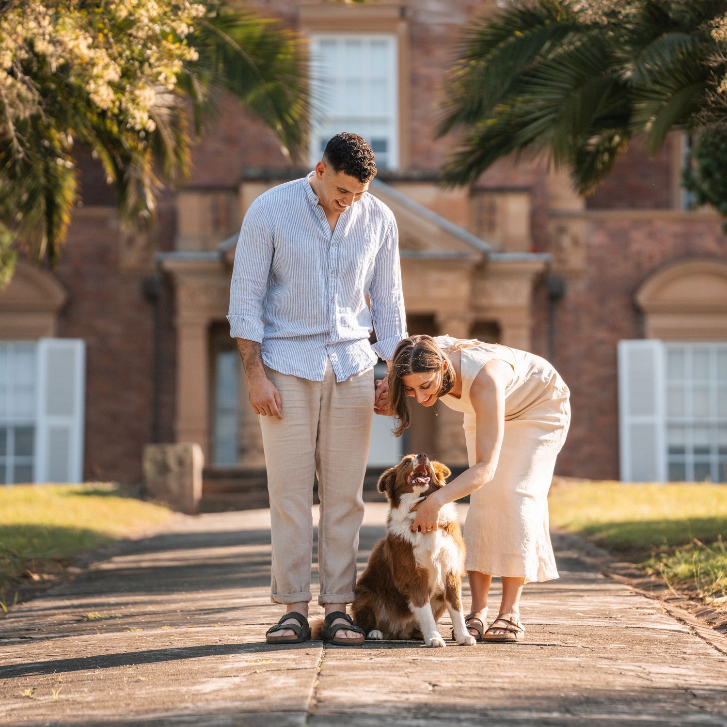 happy-dog-and-his-owners-during-an-engagement-photoshoot-in-sydney
