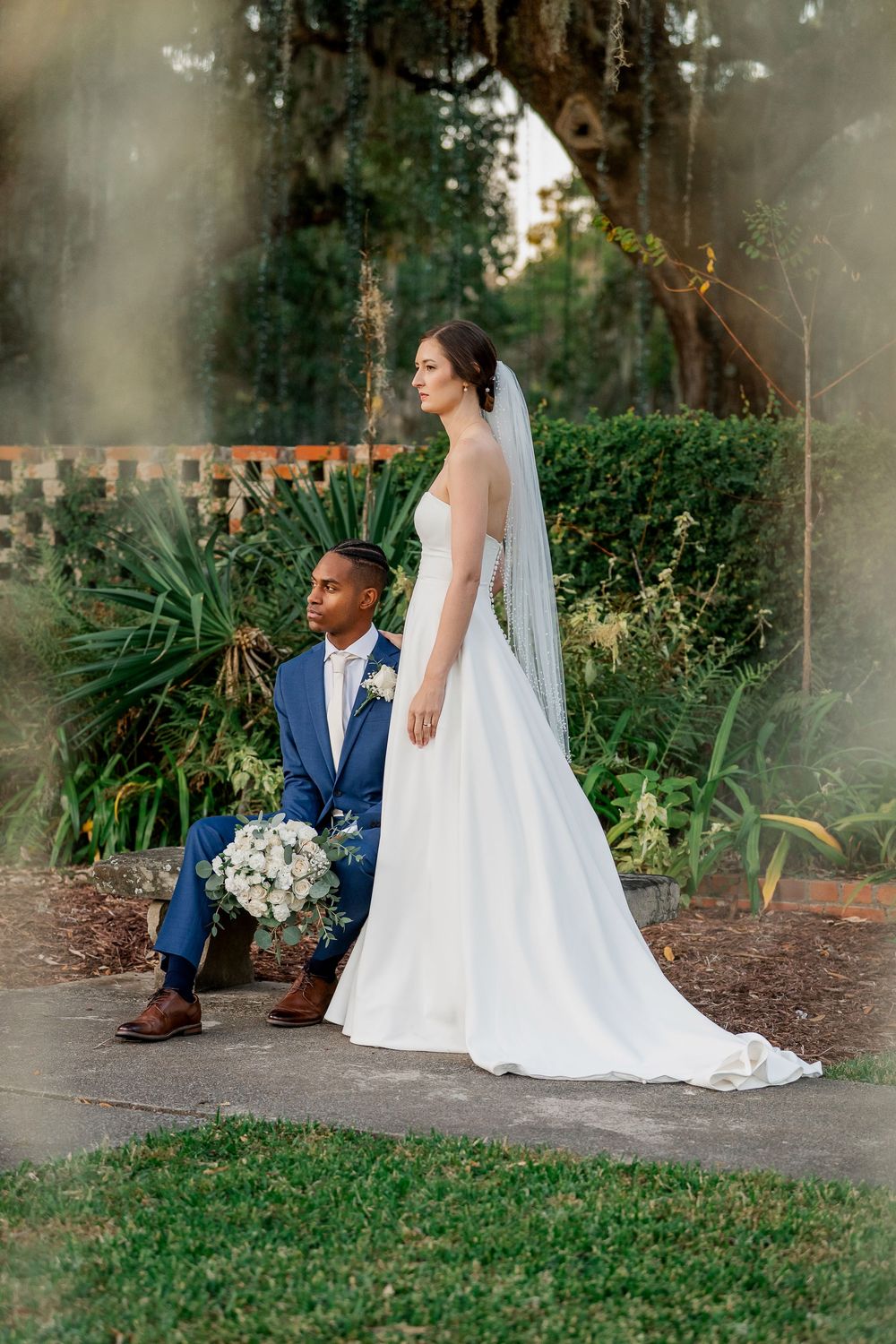 Bride and Groom Brookgreen gardens oaks trees