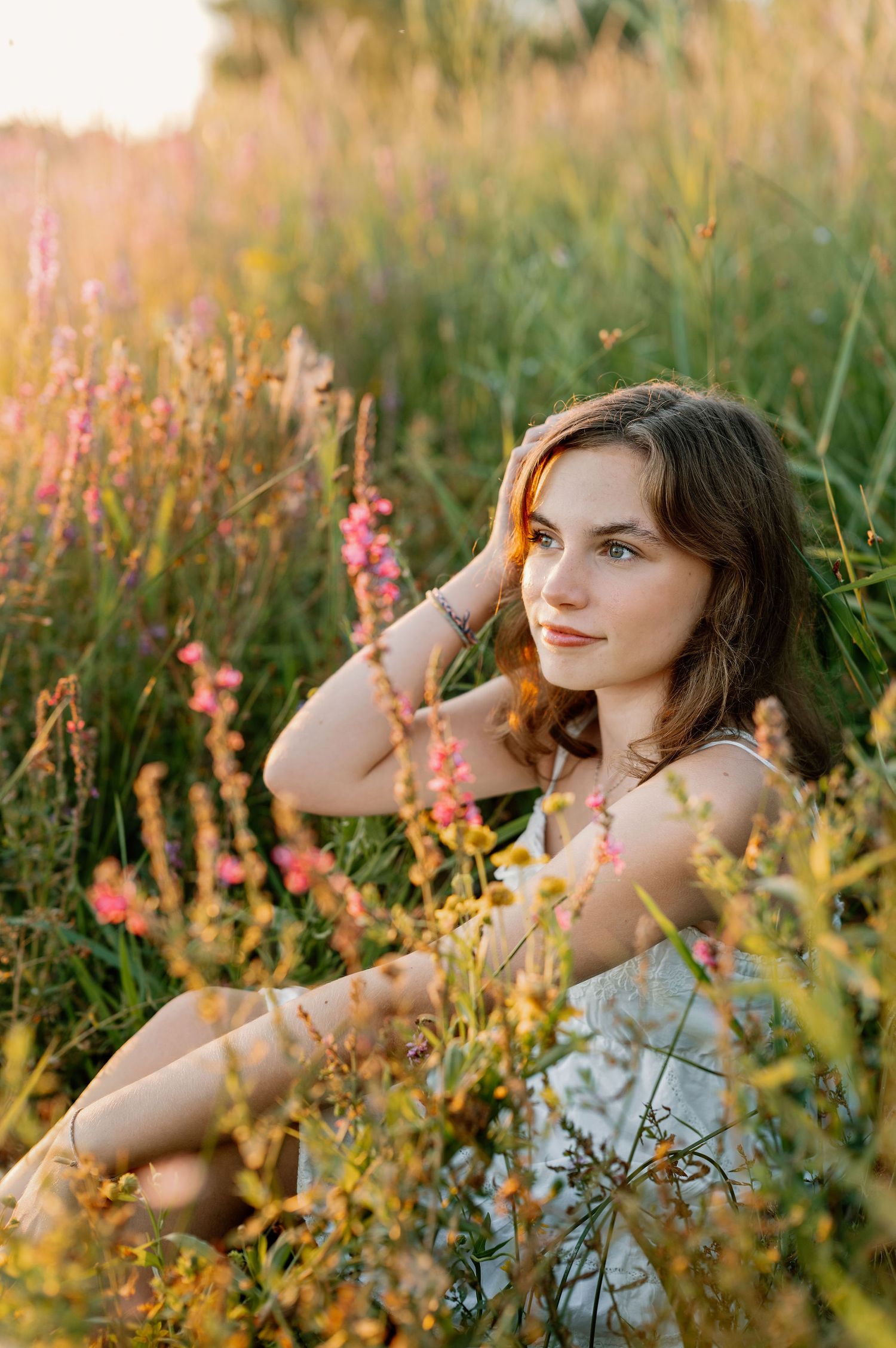 Late summer senior photos at Chiawana Park in the wildflowers