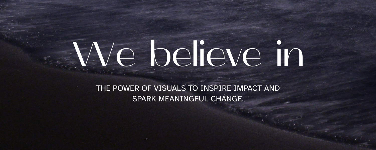 Professional dark presentation slide with white minimalist text reading 'We Believe In' against blurred background.
