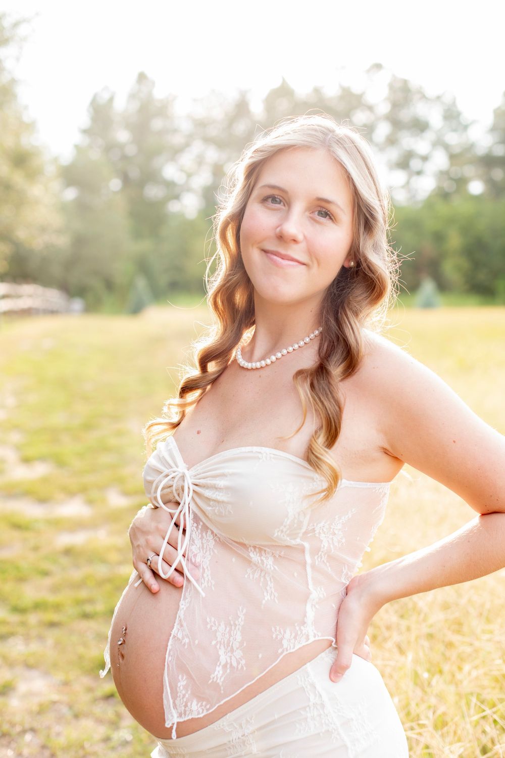 Maternity portrait at Cedar Ridge Tree Farm in Gilbert, SC.