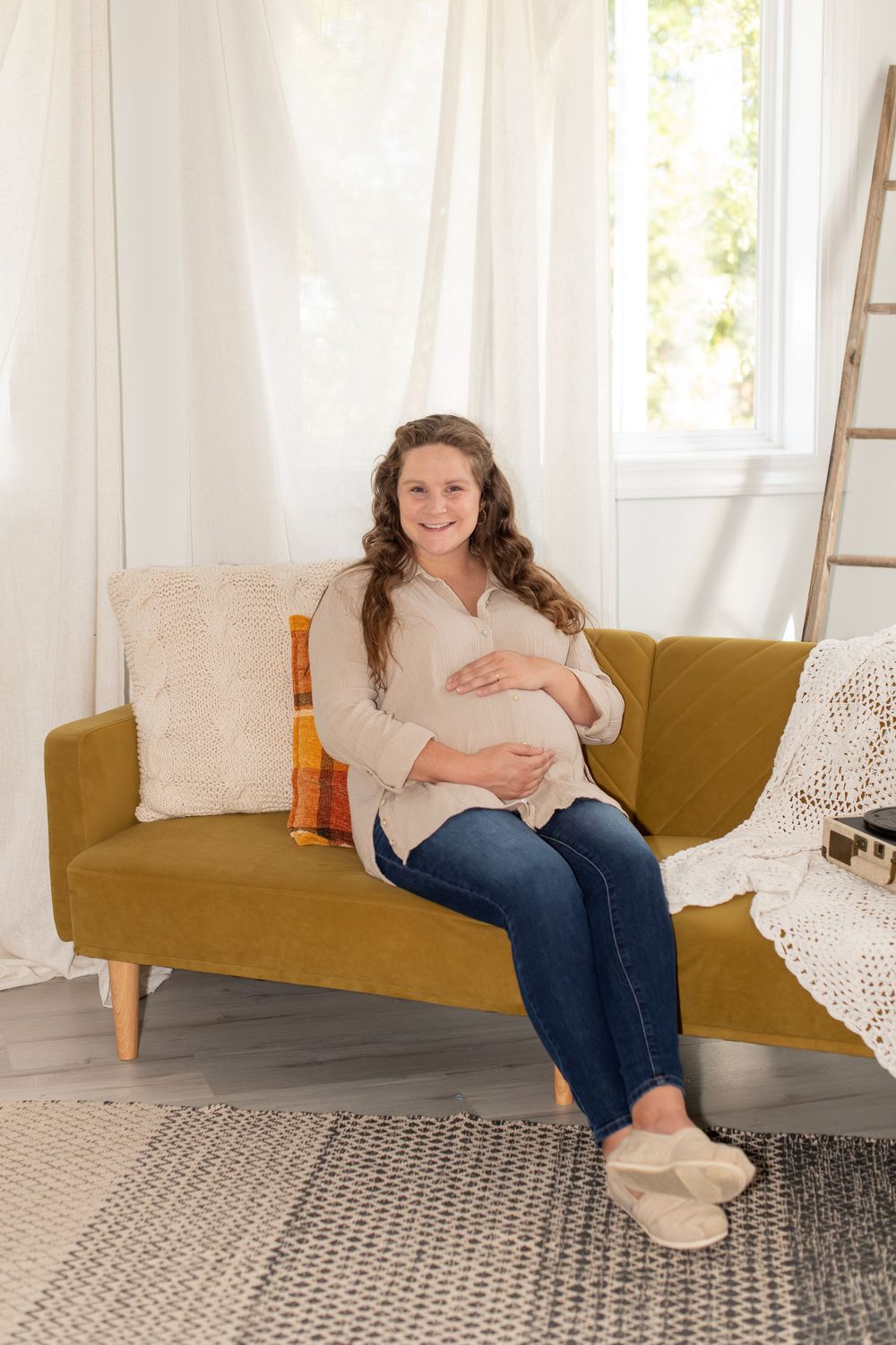 Maternity session in studio at Joyride Social Studio in Lexington, SC.