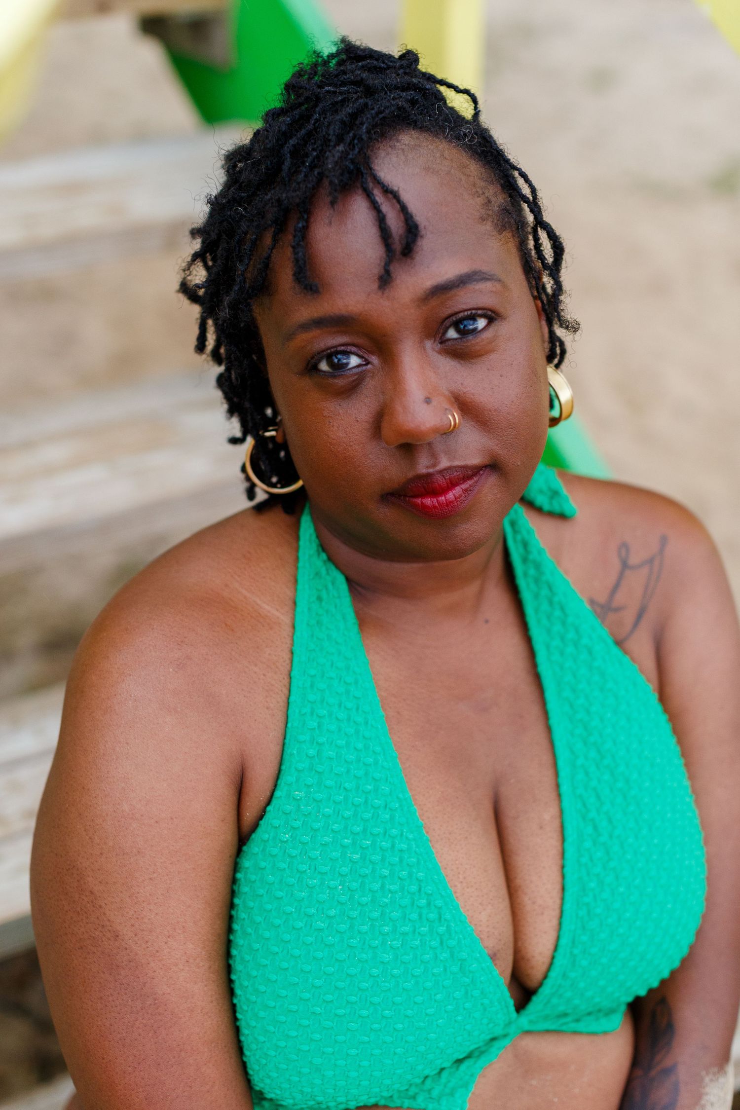 Portrait of a woman at the beach in Luquillo, Puerto Rico.