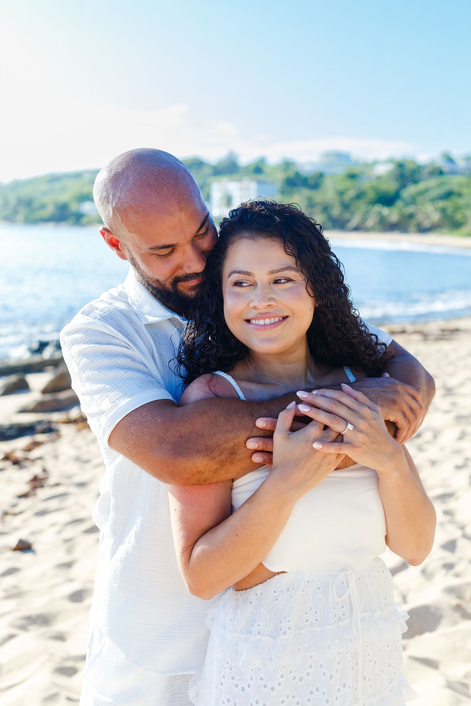 Couples portrait on the beach. Marriage proposal. Playa Mar Chiquita, Puerto Rico.