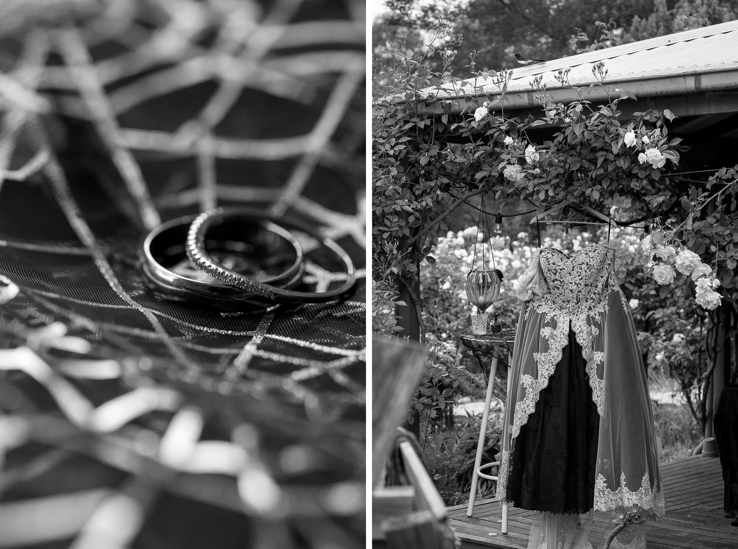Kat and Alex's Lake Eppalock Halloween Wedding captured in B + W  by Jason Robins, 2025 NZIPP Australian Wedding Photographer of the Year.