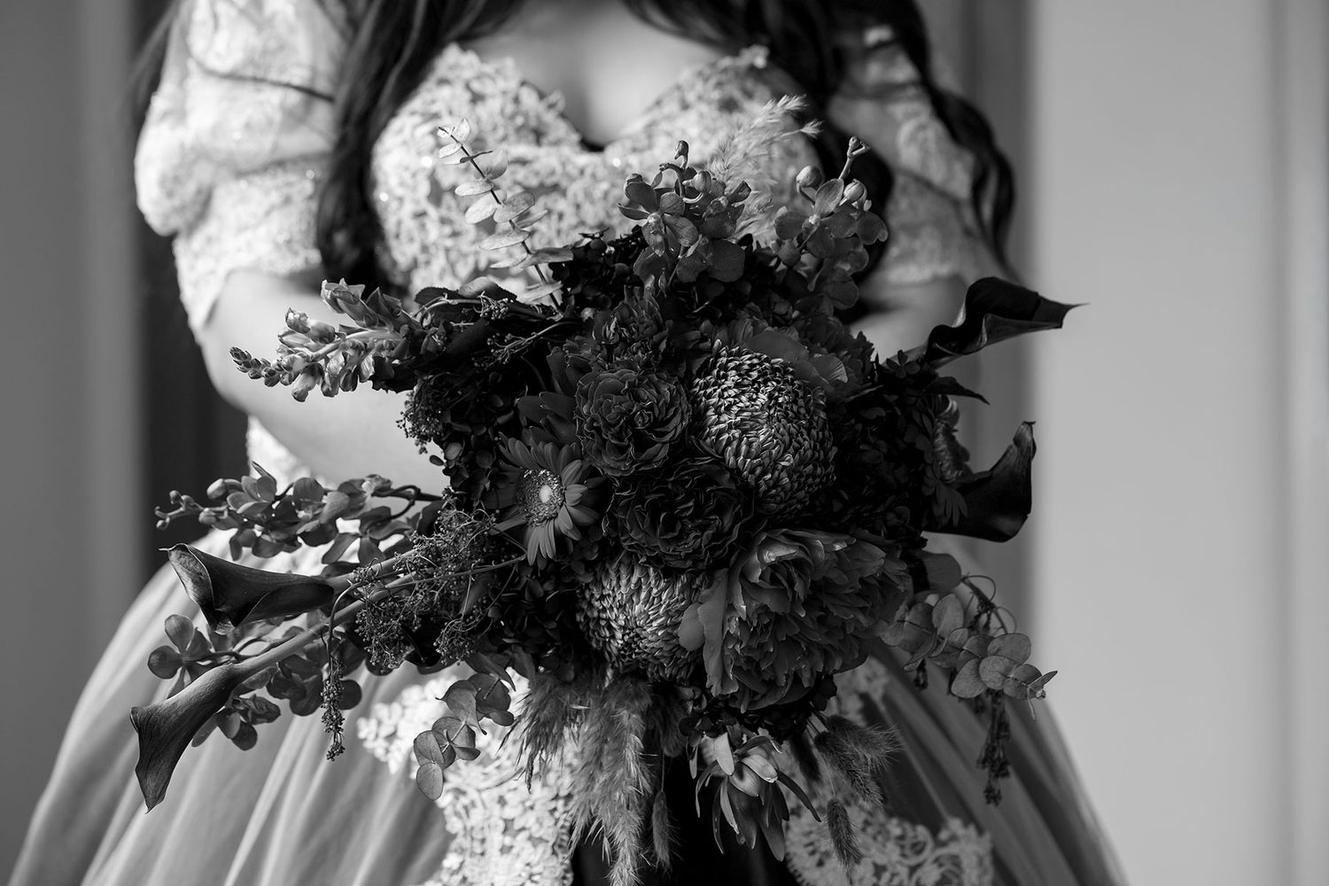 Kat and Alex's Lake Eppalock Halloween Wedding captured in B + W  by Jason Robins, 2025 NZIPP Australian Wedding Photographer of the Year.