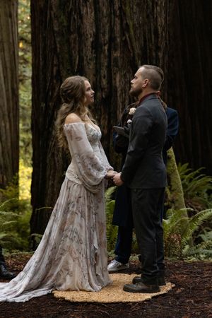 Bride and groom eloping in the California Redwoods. Northern California Elopement Photographer.