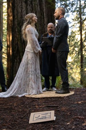 Bride and groom eloping in the California Redwoods. Captured by PNW adventure elopement photographer.