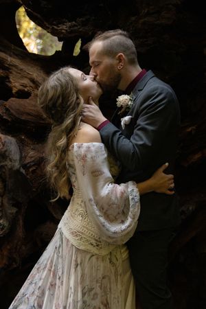Bridal portraits in the California Redwoods after their Adventure Elopement. Adventure Elopement Photographer.