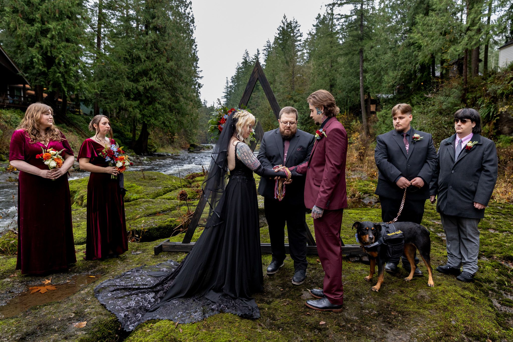 Micro Wedding on East Fork Lewis River in Battleground Washington. PNW Elopement Photographer.
