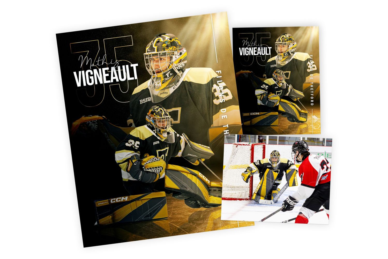 A series of video game promotional banners showing combat scenes with dark and gold color schemes.