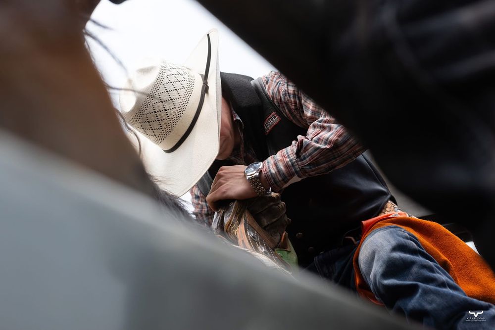 Detail shot of rodeo participant's equipment and gear during event.  Pro Rodeo PRCA Rodeo Photographer Dakota Cardenas