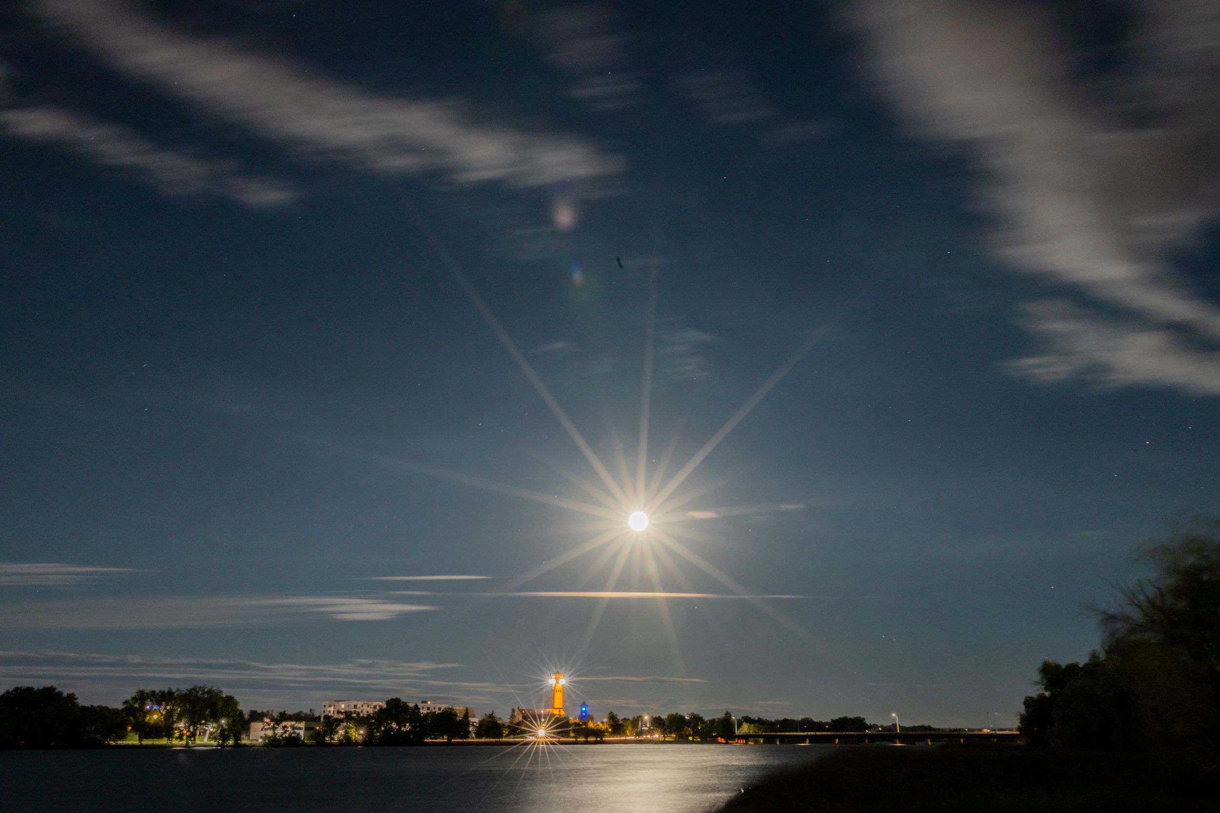 night time landscape with building lights