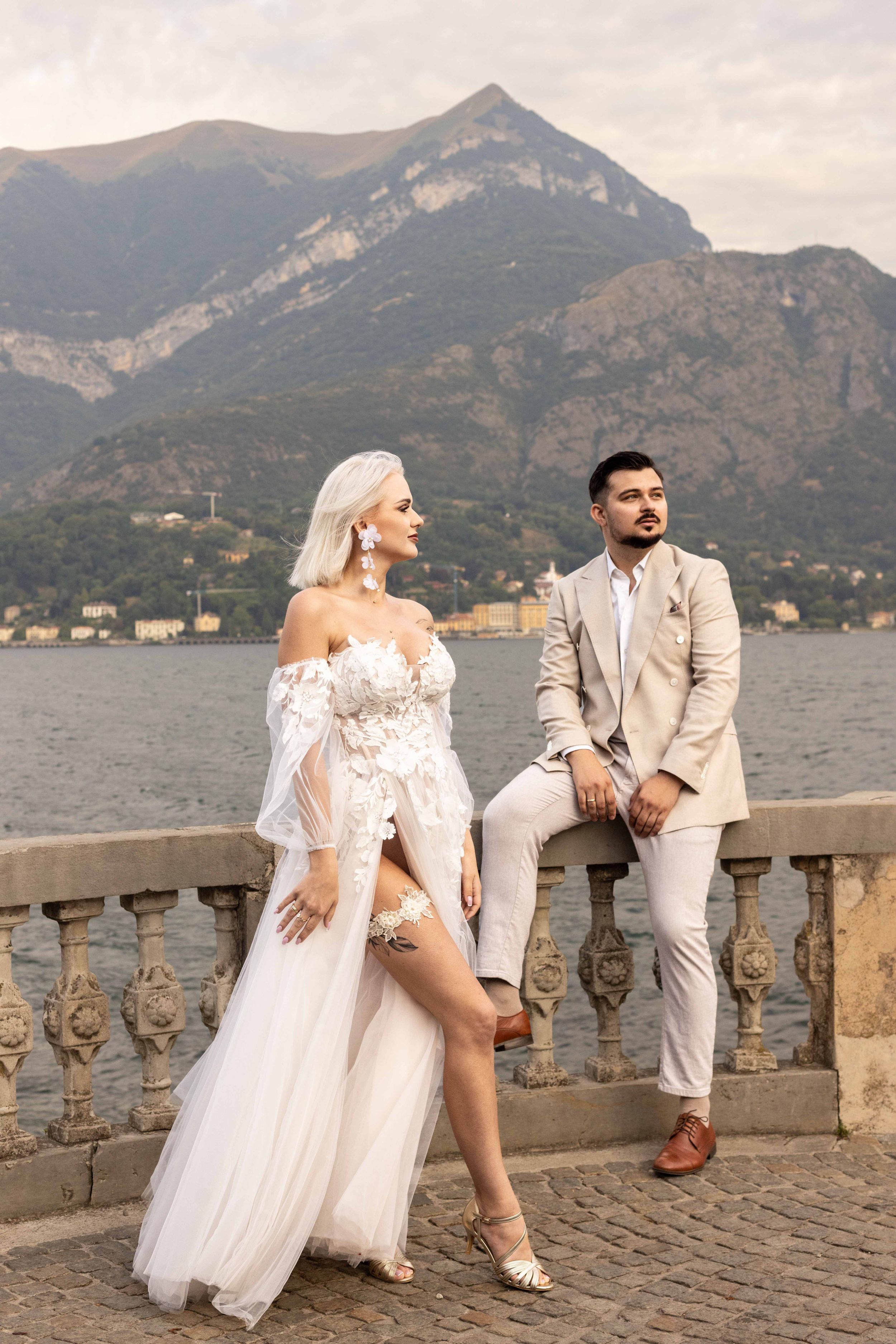 Wedding photoshoot at Lake Como in Como, classic architecture