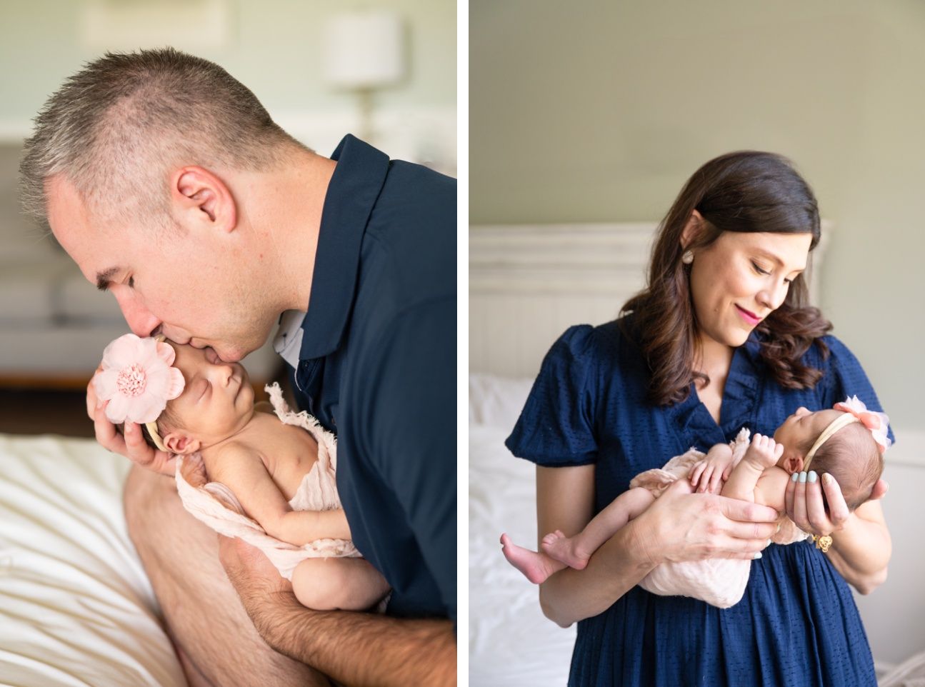 Newborn Baby Girl with Family in Home Natural Light Session by Bartlesville Newborn and Family Photographer Kristi Bray Photography