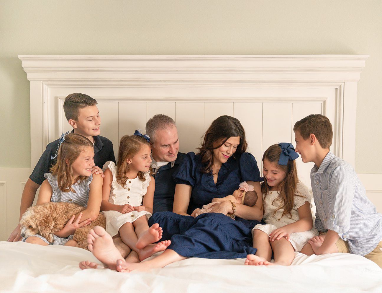 Newborn Baby Girl with Family in Home Natural Light Session by Bartlesville Newborn and Family Photographer Kristi Bray Photography