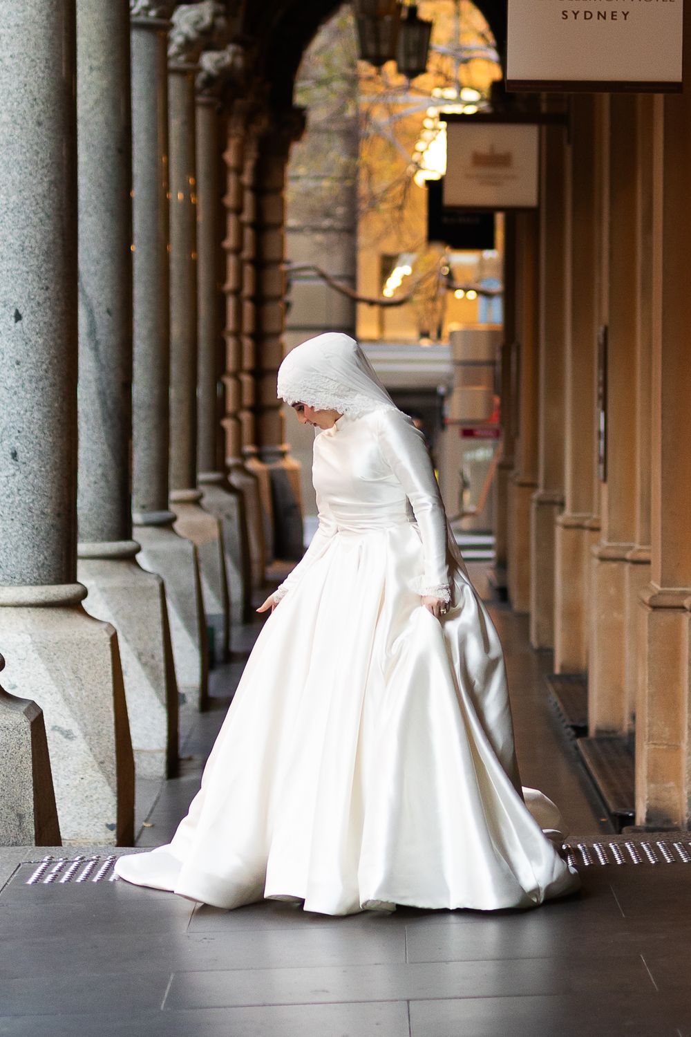 Creative and Natural candid portrait of newlyweds  and smiling after their wedding ceremony in Sydney, muslim wedding