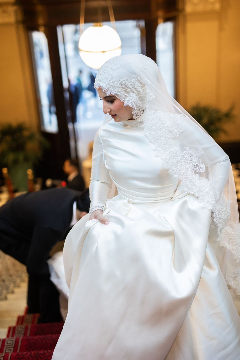 Creative and Natural candid portrait of newlyweds  and smiling after their wedding ceremony in Sydney, Muslim female wedding