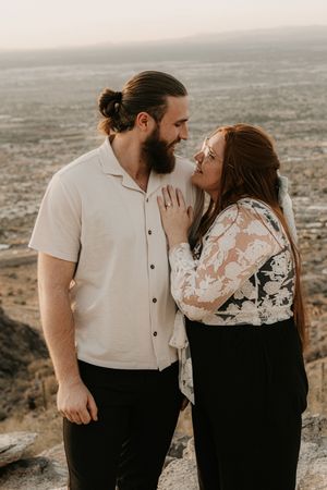Cinematic engagement portraits captured outdoors in Phoenix Arizona.