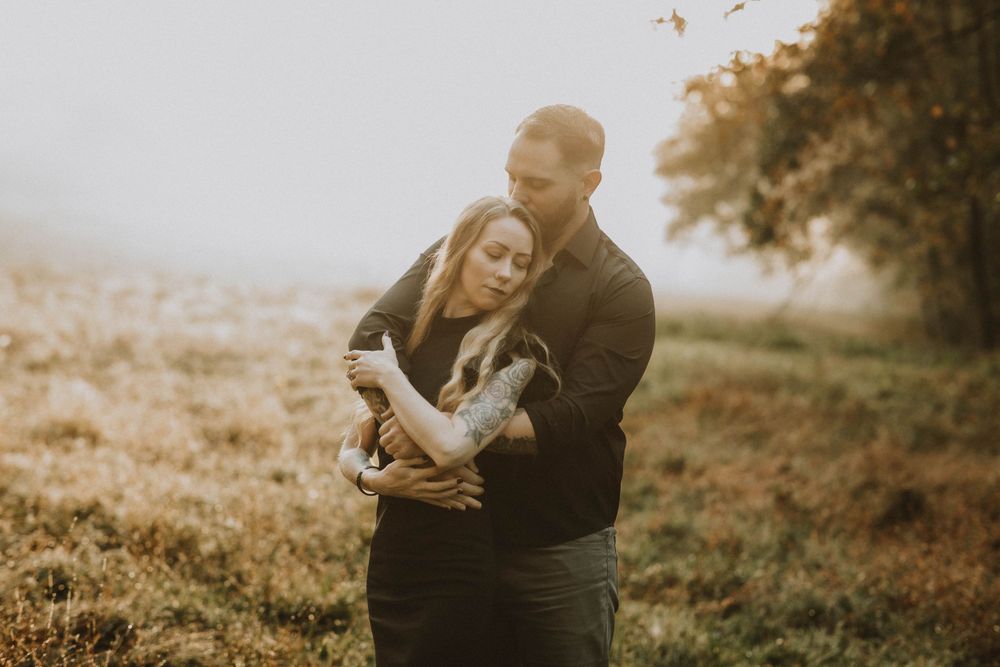yellow creek spill way, indiana pa photographer, moody fall foggy engagement, engaged, pittsburgh photographer