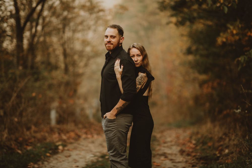 yellow creek spill way, indiana pa photographer, moody fall foggy engagement, engaged, pittsburgh photographer