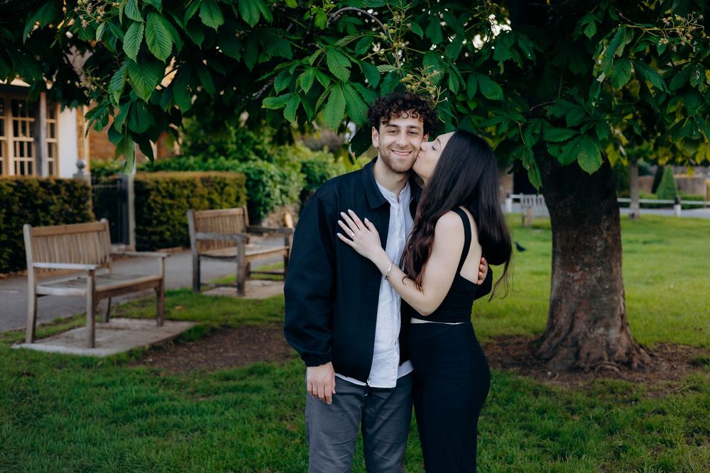 Proposal photography session in Broadway village after the proposal.